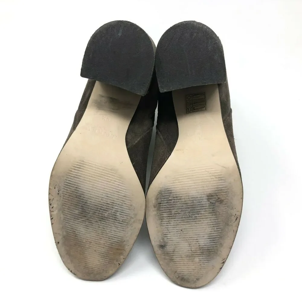 J Crew Barrett Ankle Boot Womens 6.5‎ Taupe Suede Chunky Heel Bootie Italy